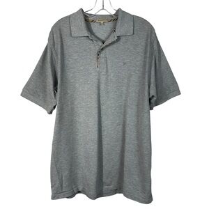 Burberry Men's Gray Plaid Stitch Embroidered Logo Polo Shirt Large L 100% Cotton